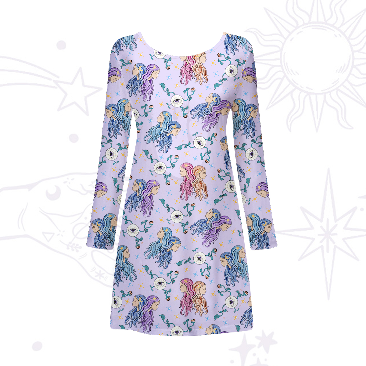 Purplehecate Gemini Spirit Zodiac Beachwear Cover-Up Dress