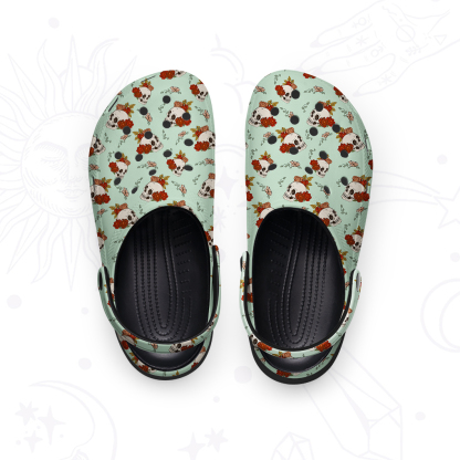 Purplehecate Flowers and Bones Rubber Clogs