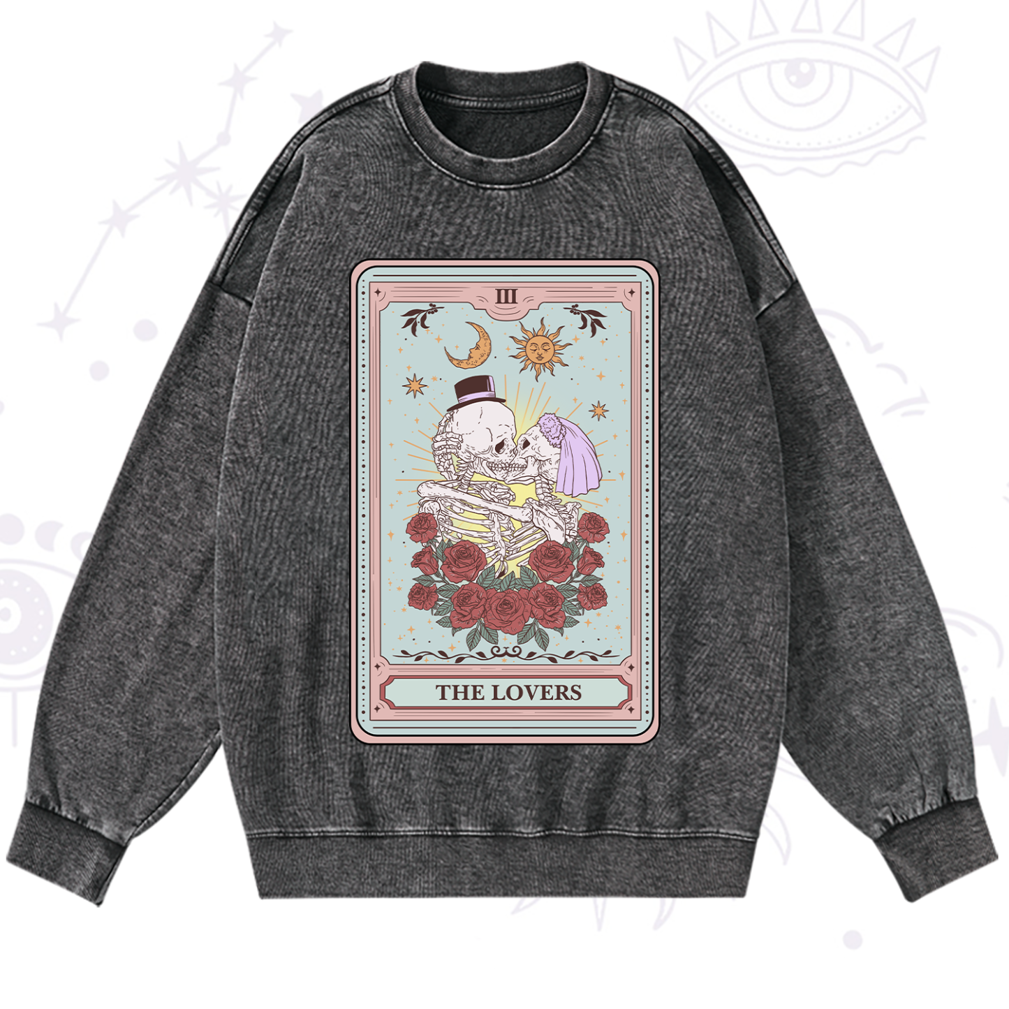 Magic Purplehecate The Lovers Tarot Washed Sweatshirt