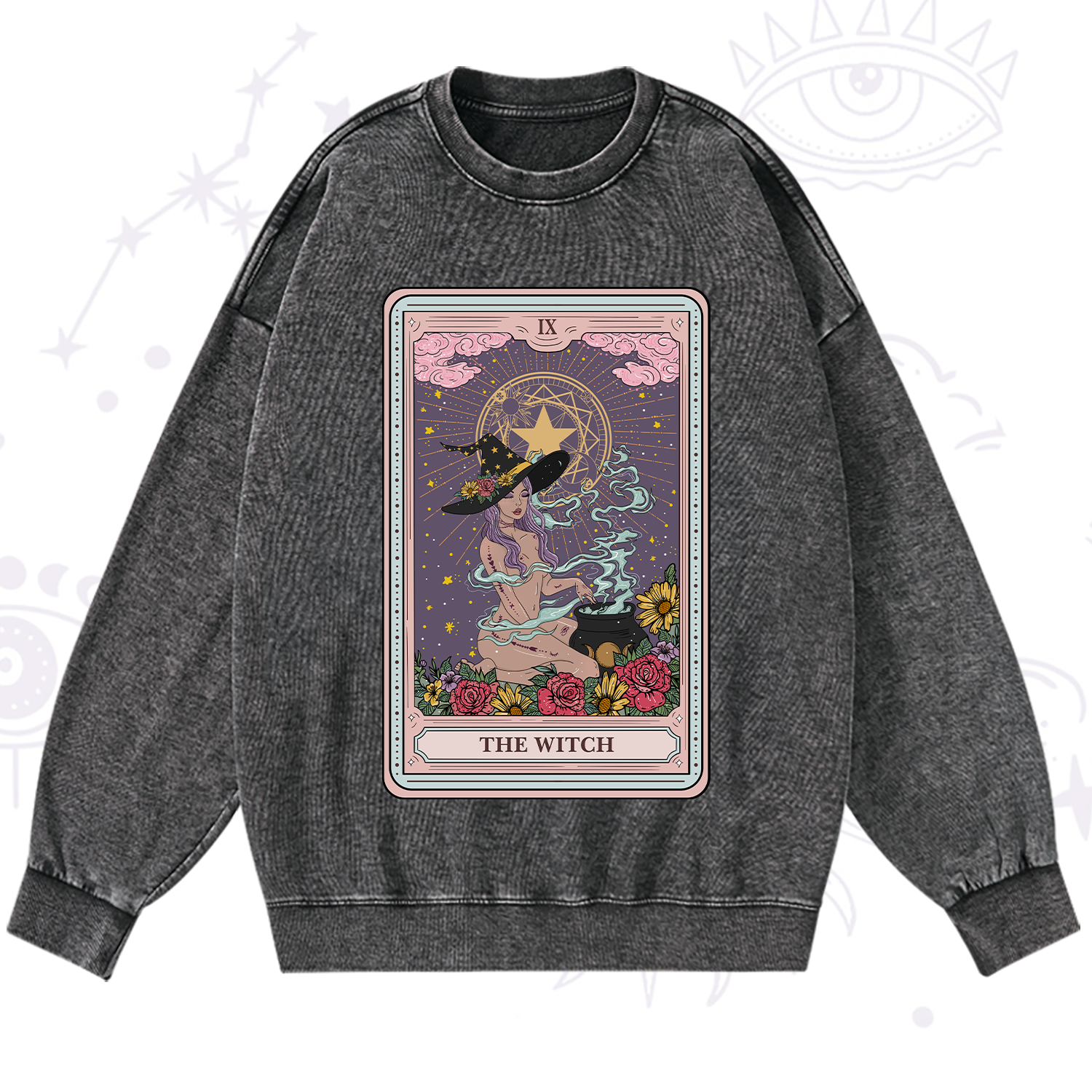 Purplehecate The Witch Tarot Washed Sweatshirt