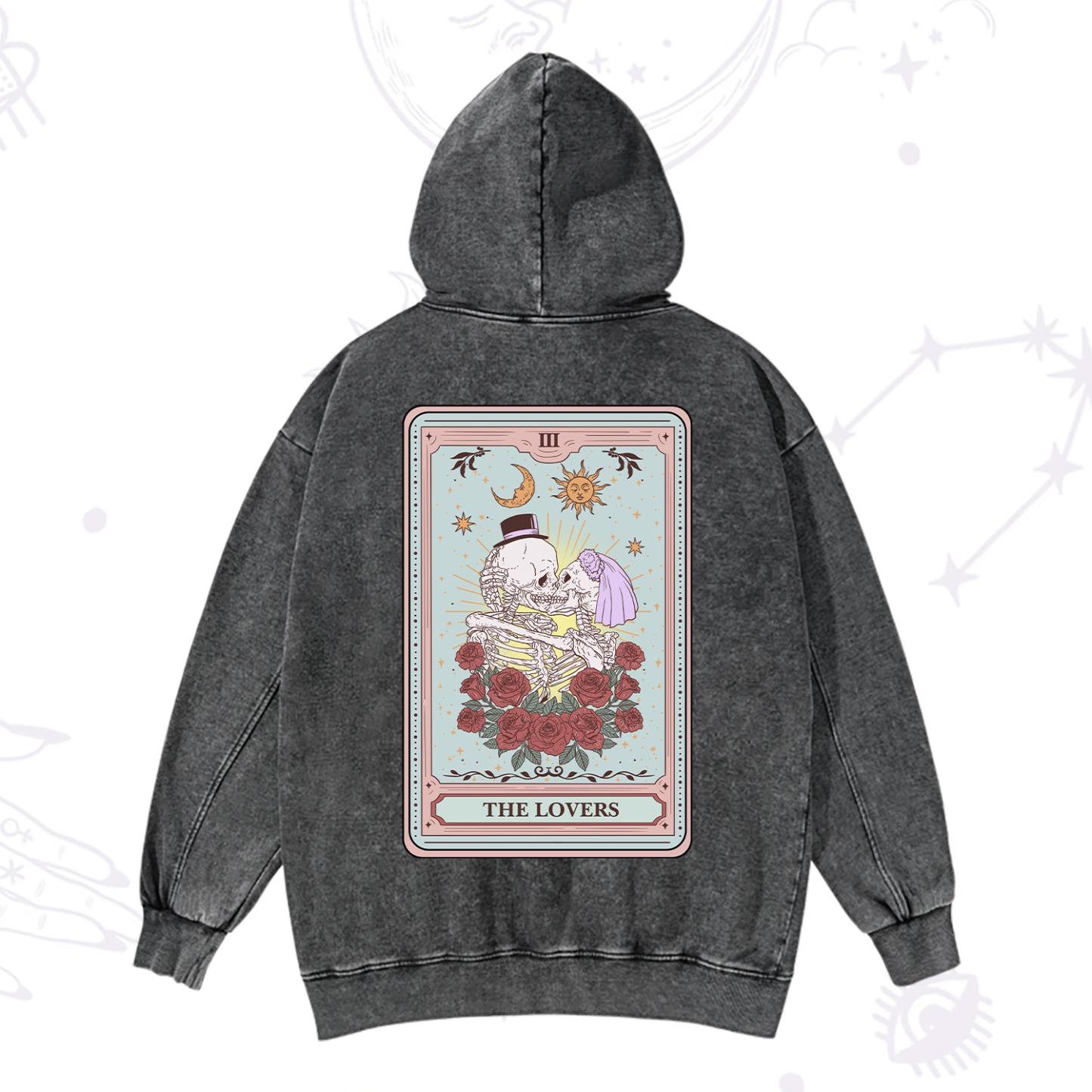 Magic Purplehecate The Lovers Tarot Washed Hoodie