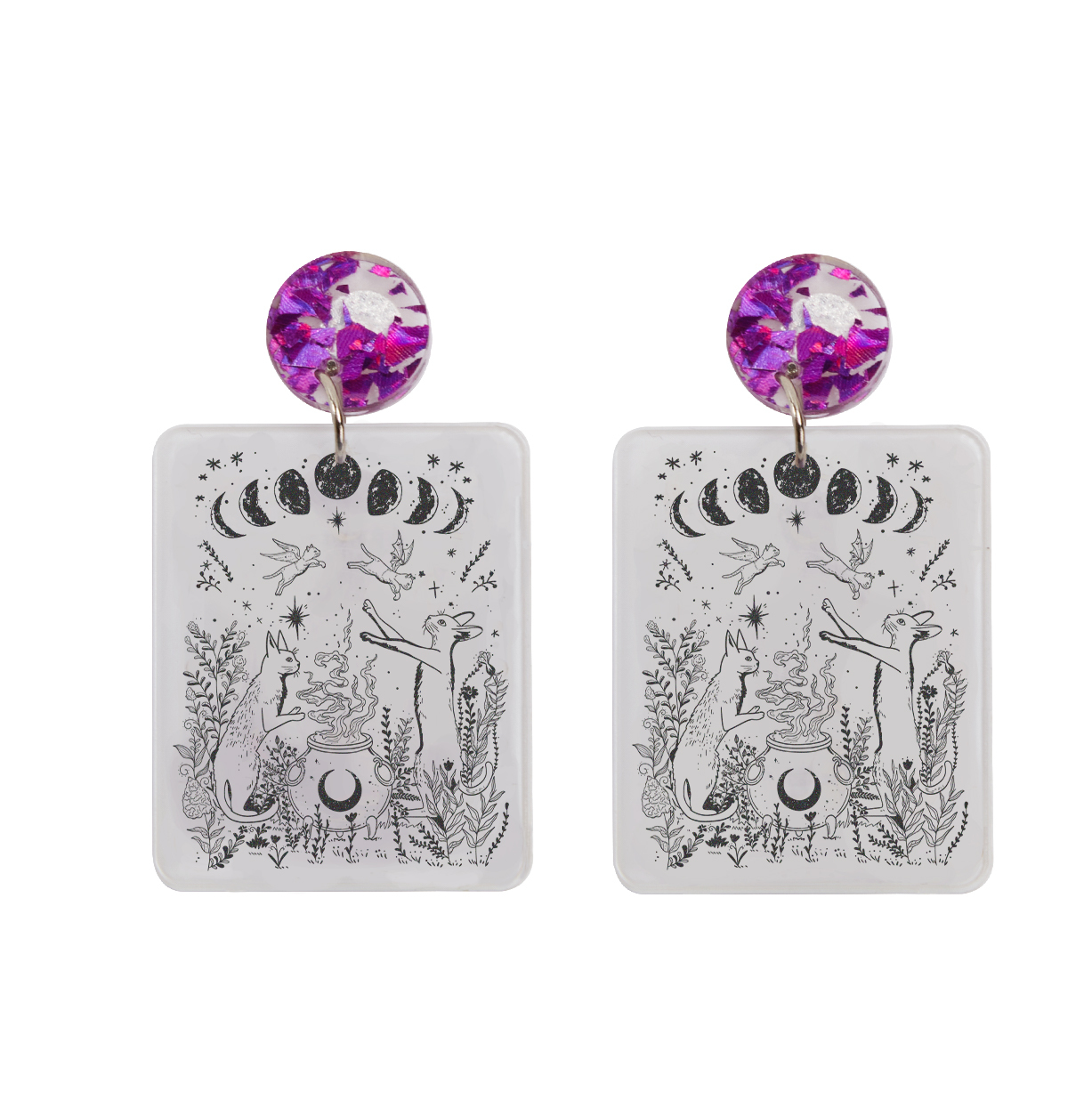 Purplehecate Celestial Cat Acrylic Earrings