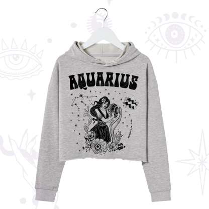Purplehecate Aquarius Zodiac Glyphs Crop Hoodie