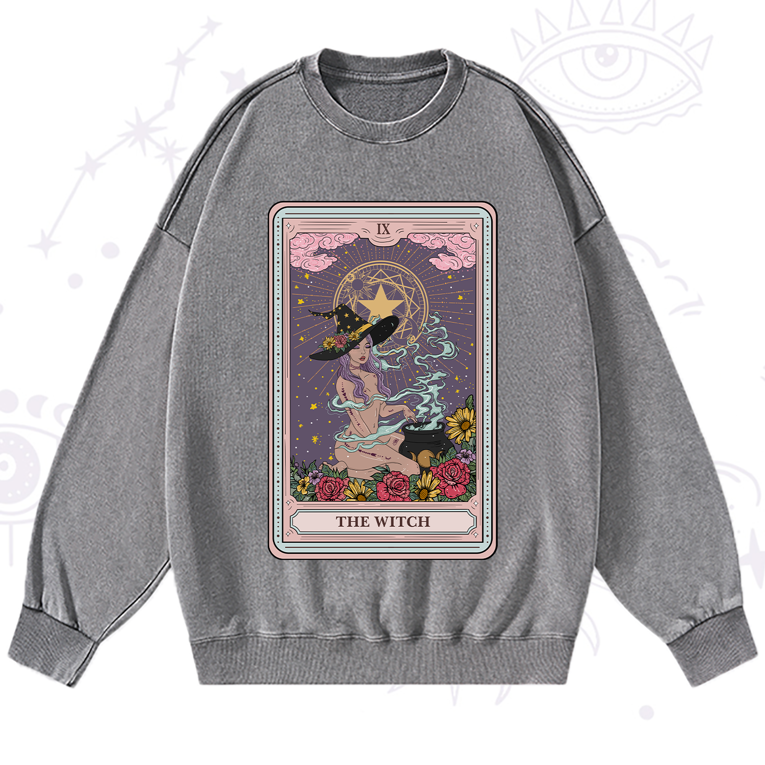 Purplehecate The Witch Tarot Washed Sweatshirt