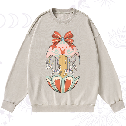 Purplehecate Bunny Carousel Easter Washed Sweatshirt