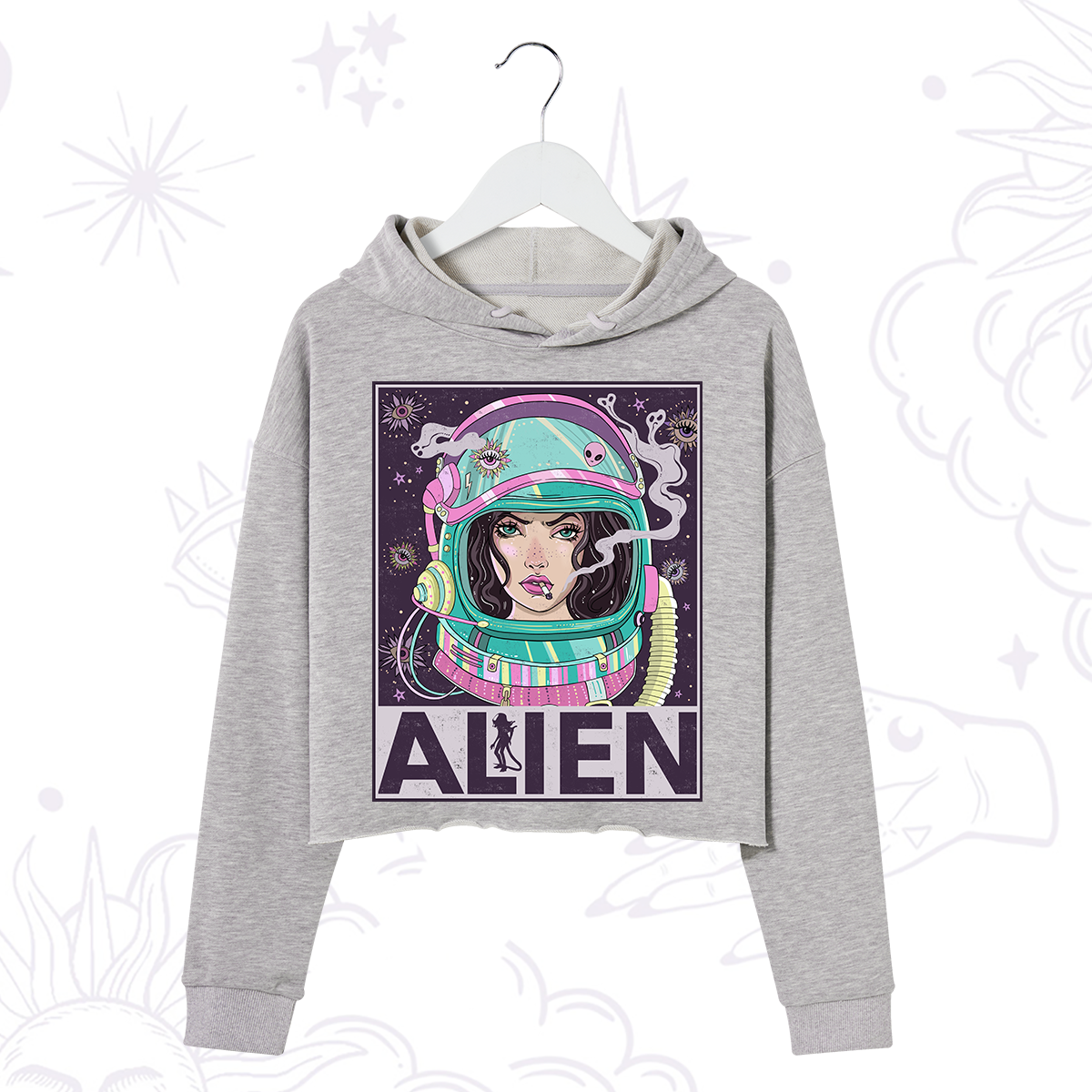 Purplehecate Galactic Encounter Crop Hoodie