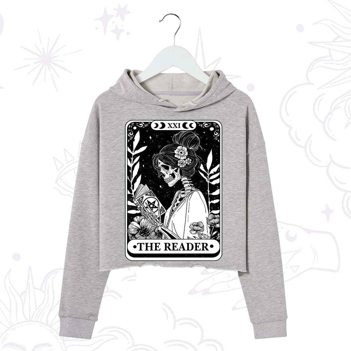 Purplehecate The Reader Skeleton Tarot Crop Hoodie