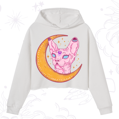 Purplehecate Mystical Witchy Cat Crop Hoodie