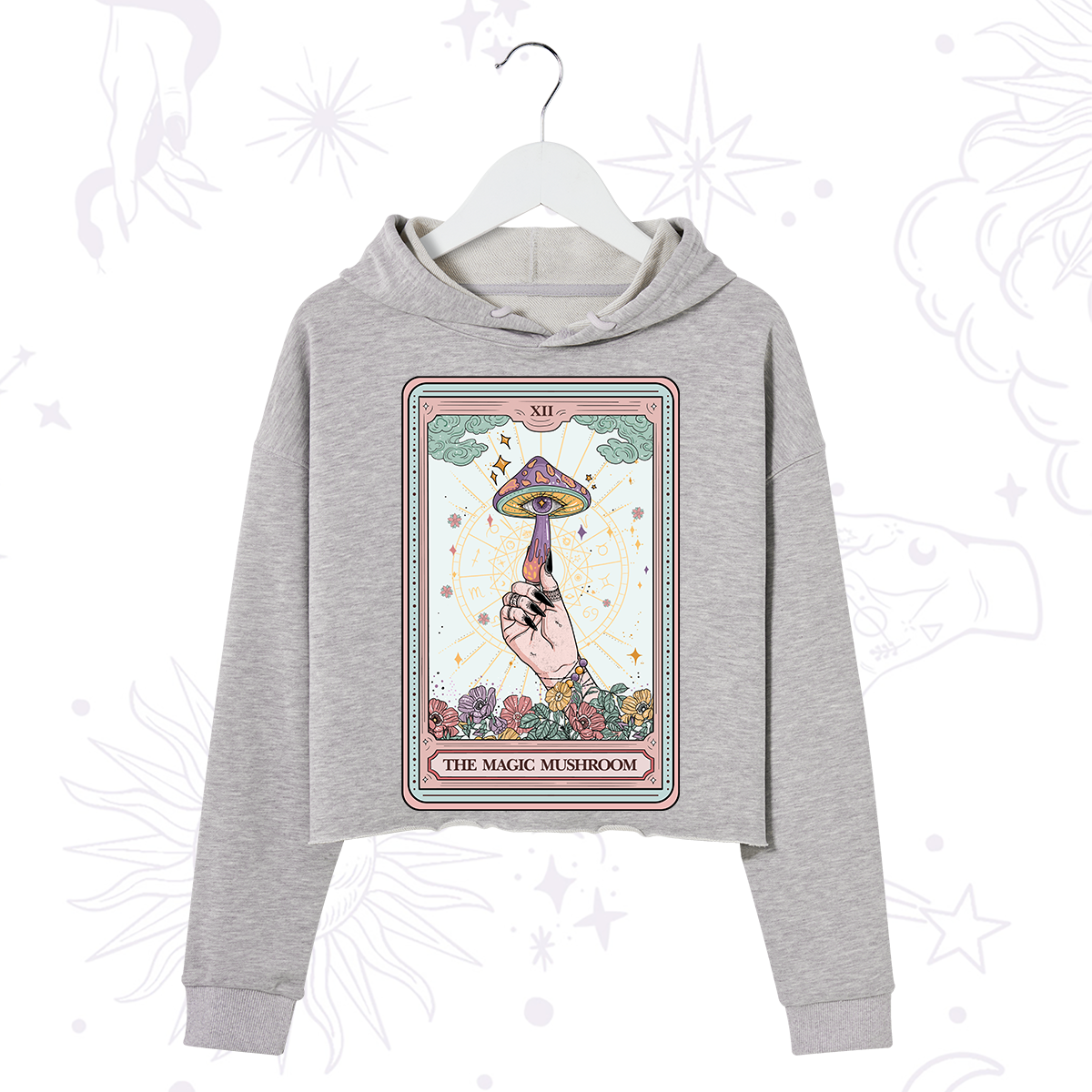 Purplehecate The Magic Murshroom Tarot Crop Hoodie
