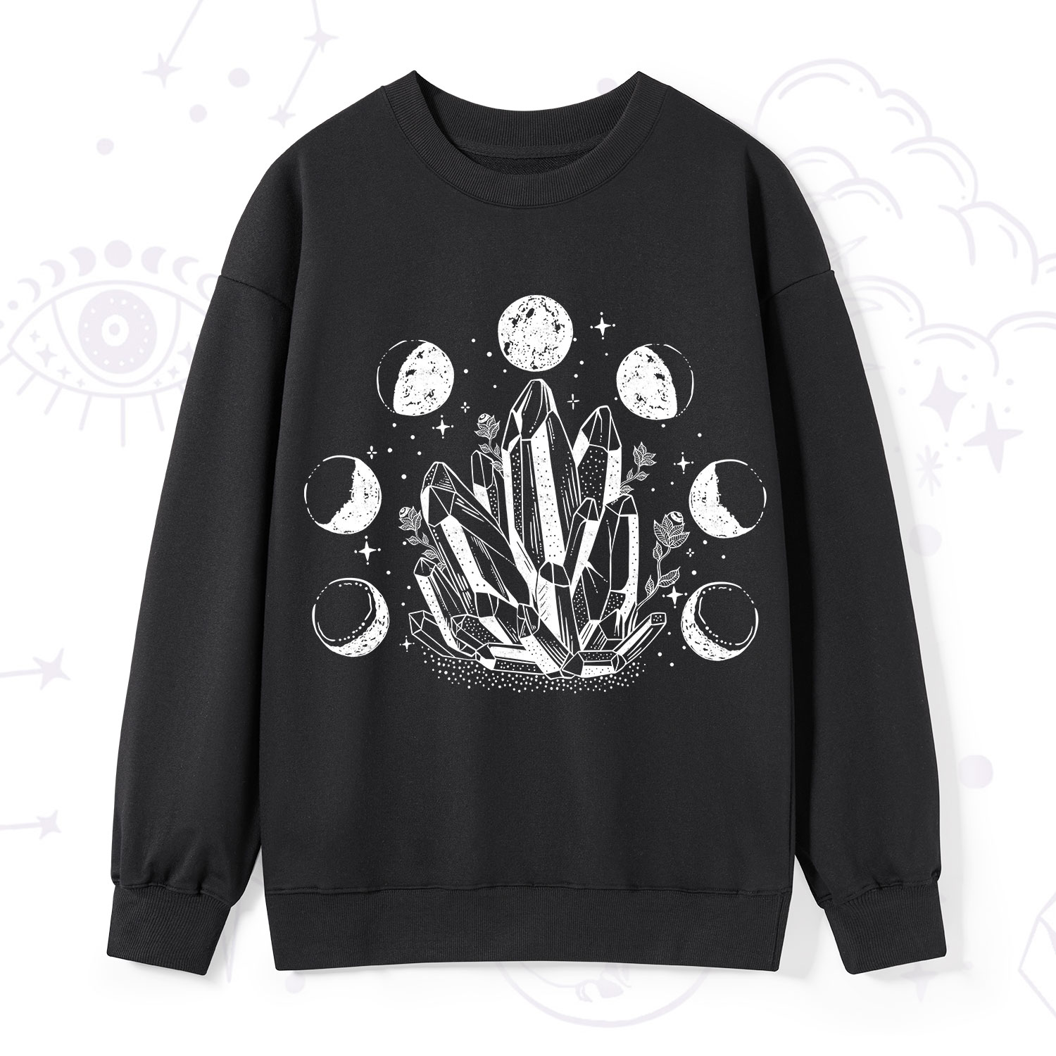 Purplehecate Crystals and Moon Phases Sweatshirt