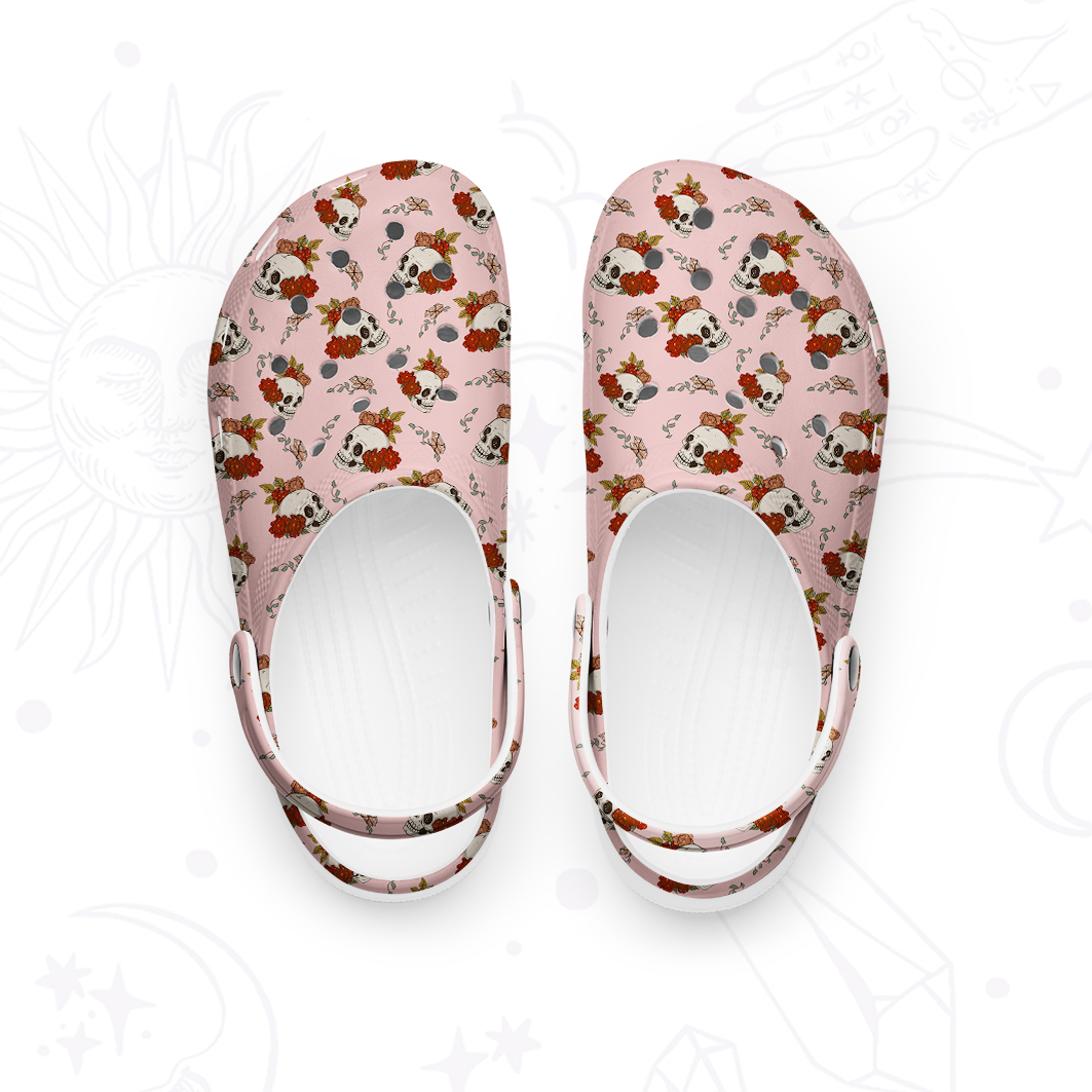Purplehecate Flowers and Bones Rubber Clogs