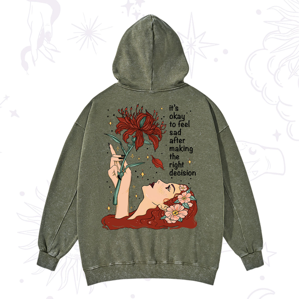 Purplehecate It's Okay To Feel Sad After Making The Right Decision Washed Hoodie