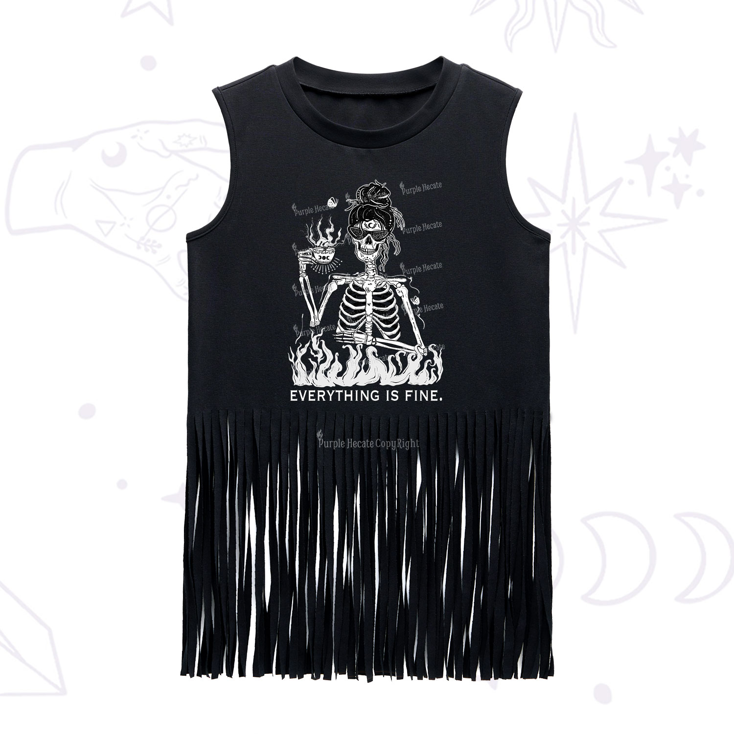 Purplehecate Everything Is Fine Fringe Tank Top
