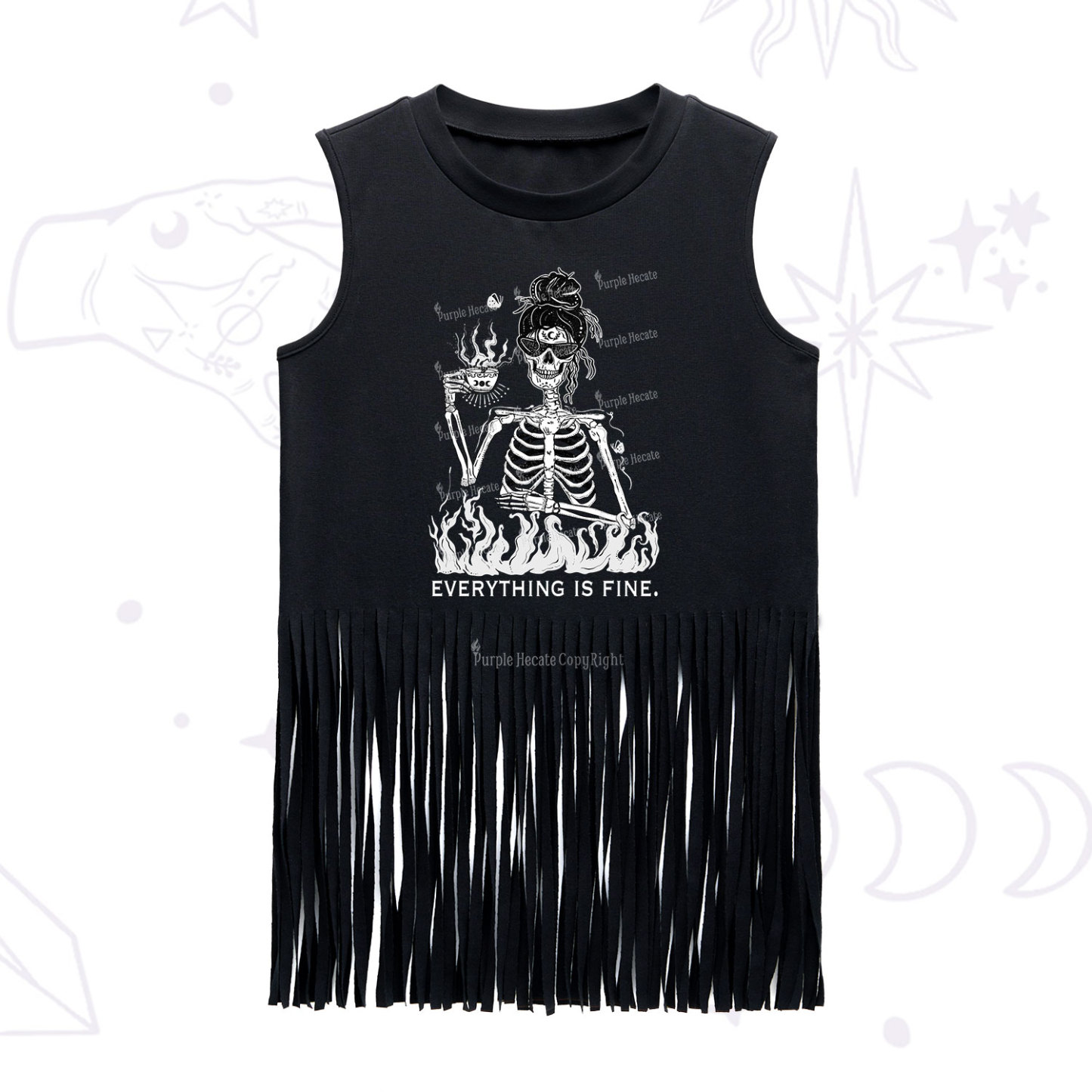 Purplehecate Everything Is Fine Fringe Tank Top