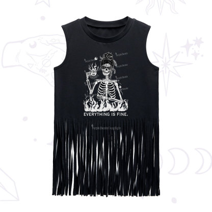 Purplehecate Everything Is Fine Fringe Tank Top