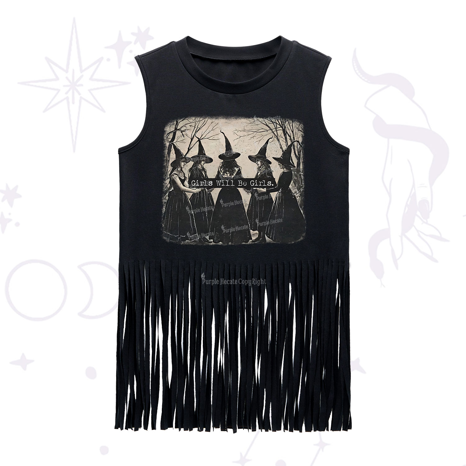 Purplehecate Girls Will Be Girls Witch Fringe Tank Top