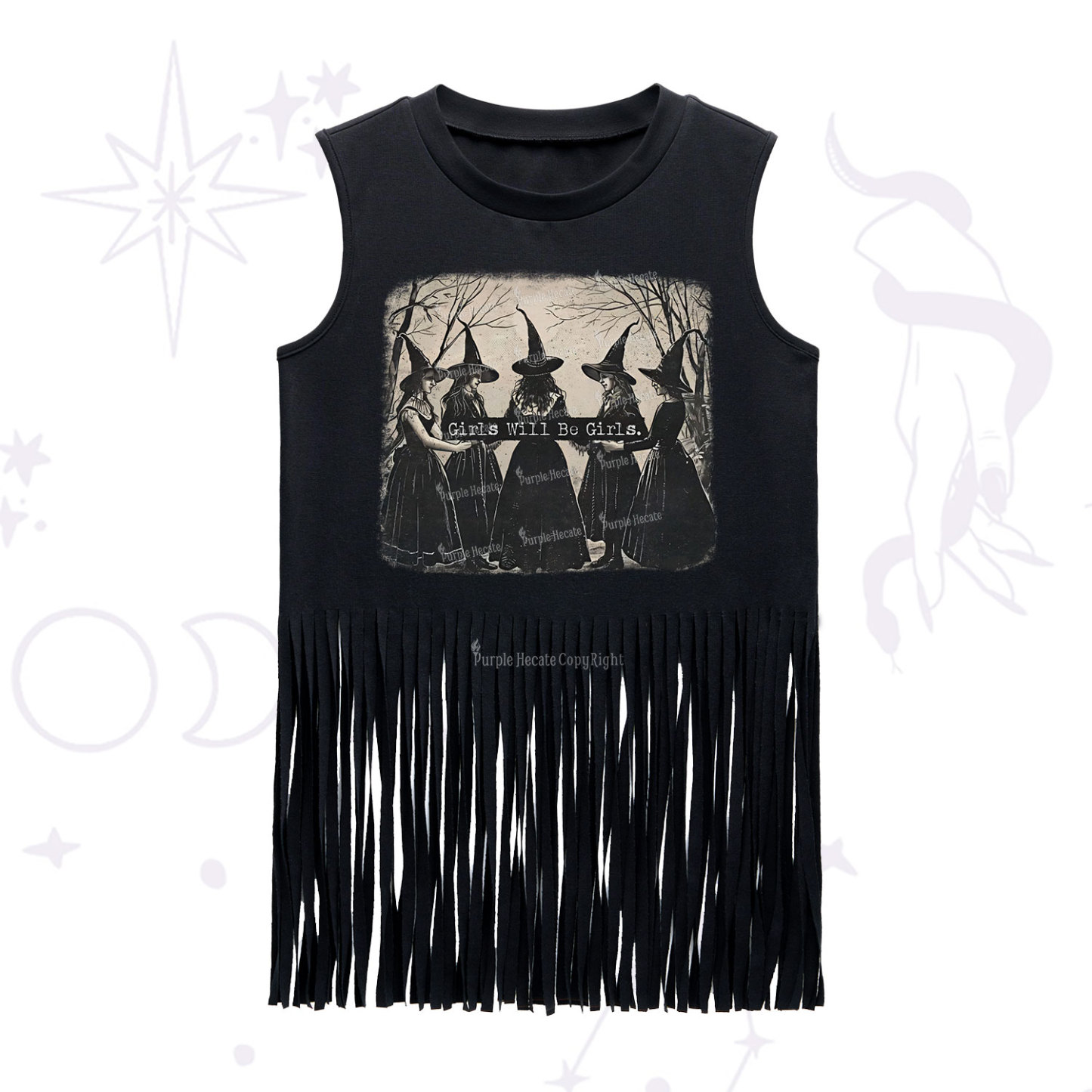 Purplehecate Girls Will Be Girls Witch Fringe Tank Top