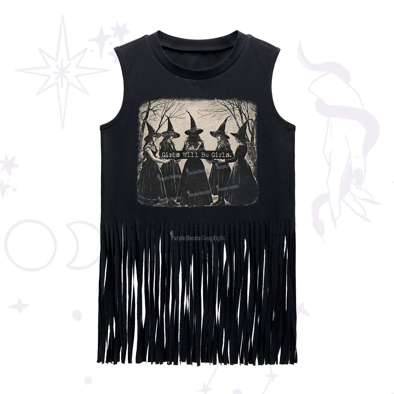 Purplehecate Girls Will Be Girls Witch Fringe Tank Top