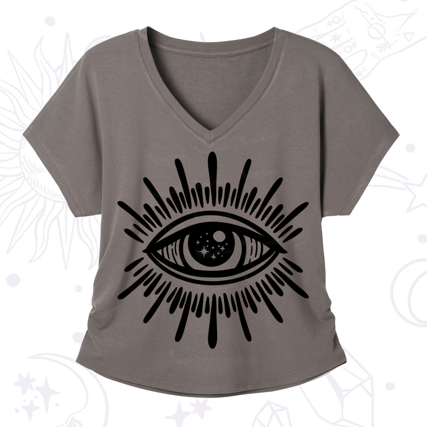 Purplehecate Evil Eye V-Neck T-Shirt