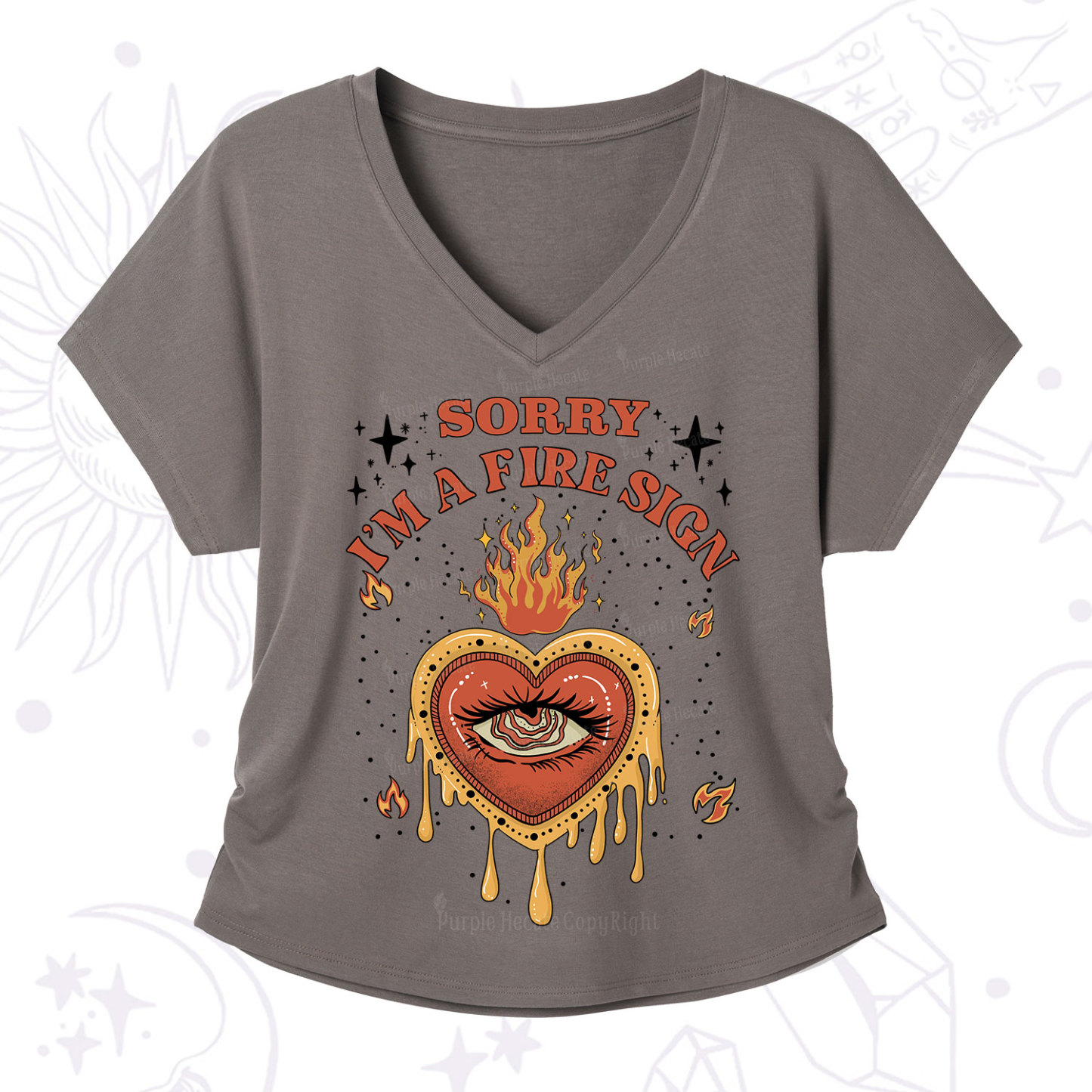 Purplehecate Sorry I'm A Fire Sign V-Neck T-Shirt