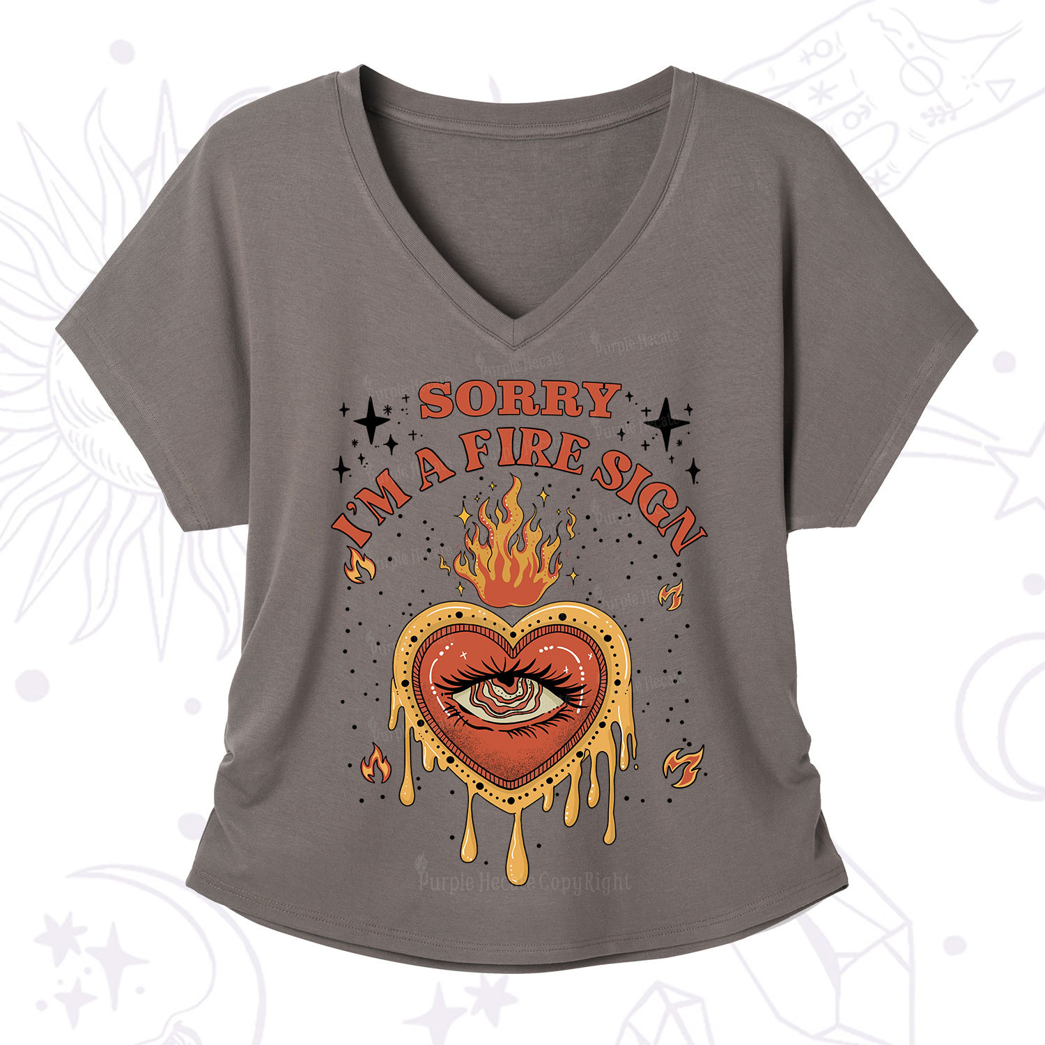 Purplehecate Sorry I'm A Fire Sign V-Neck T-Shirt