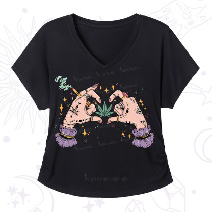 Purplehecate You're Never Alone If You Have Weed V-Neck T-Shirt