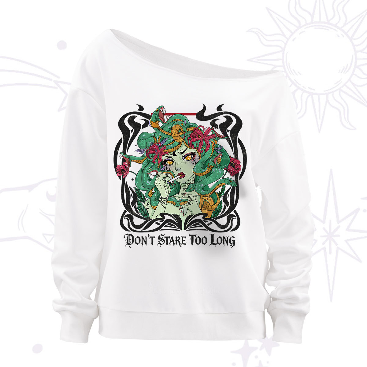 Purplehecate Don't Stare Too Long Off The Shoulder Sweatshirt