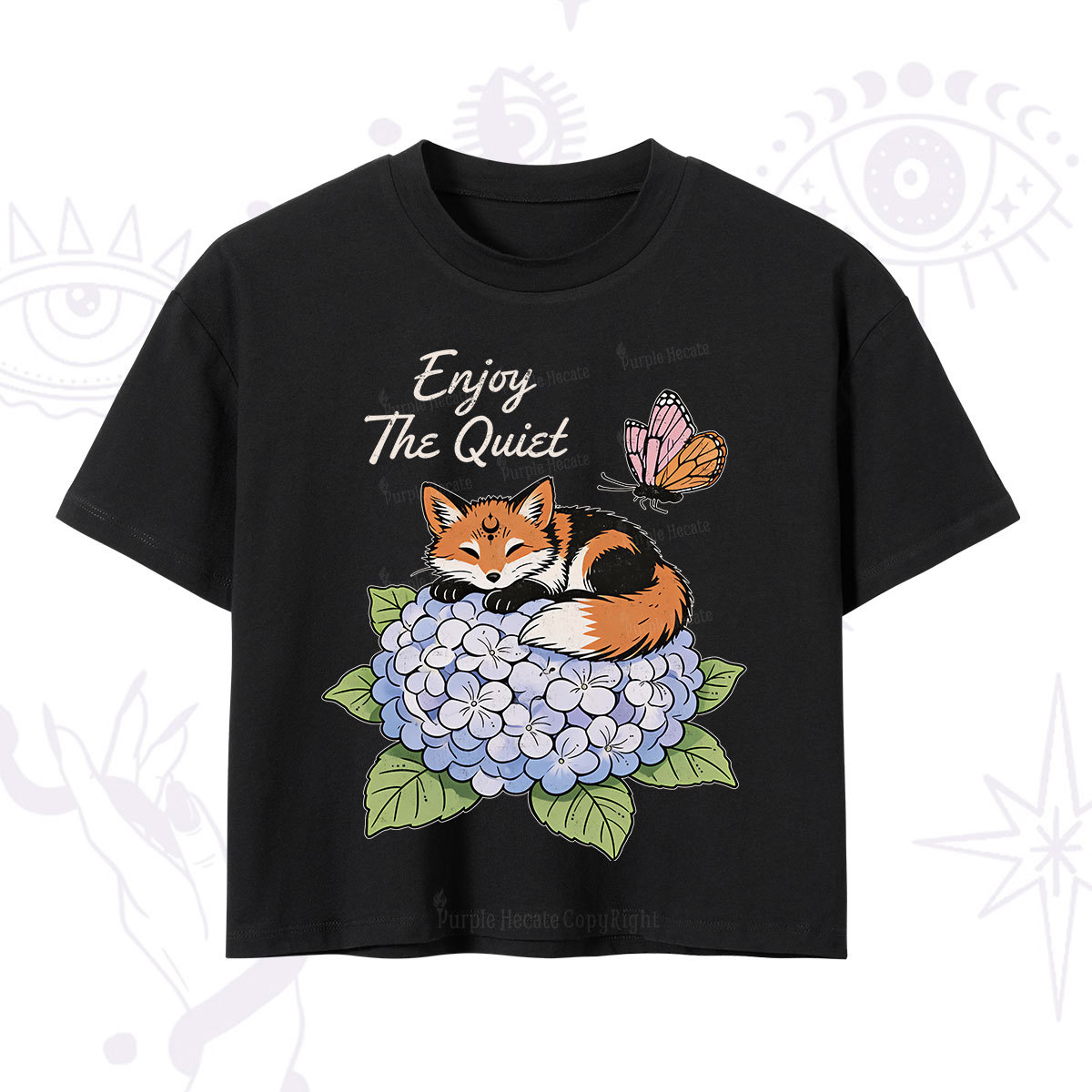 Purplehecate Enjoy The Quiet Fox Crop T-Shirt