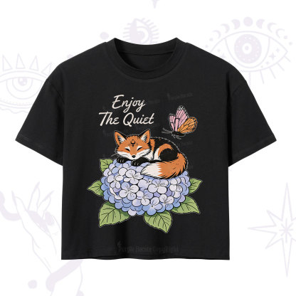 Purplehecate Enjoy The Quiet Fox Crop T-Shirt