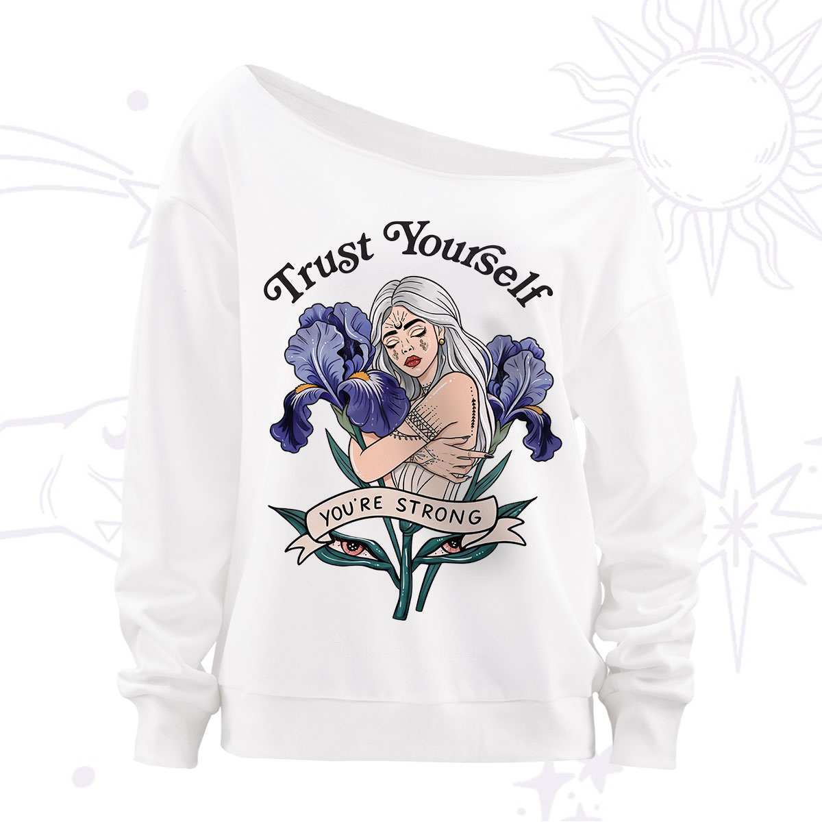 Purplehecate Trust Yourself Off The Shoulder Sweatshirt