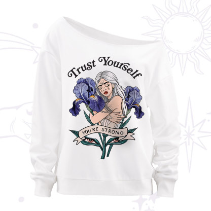 Purplehecate Trust Yourself Off The Shoulder Sweatshirt