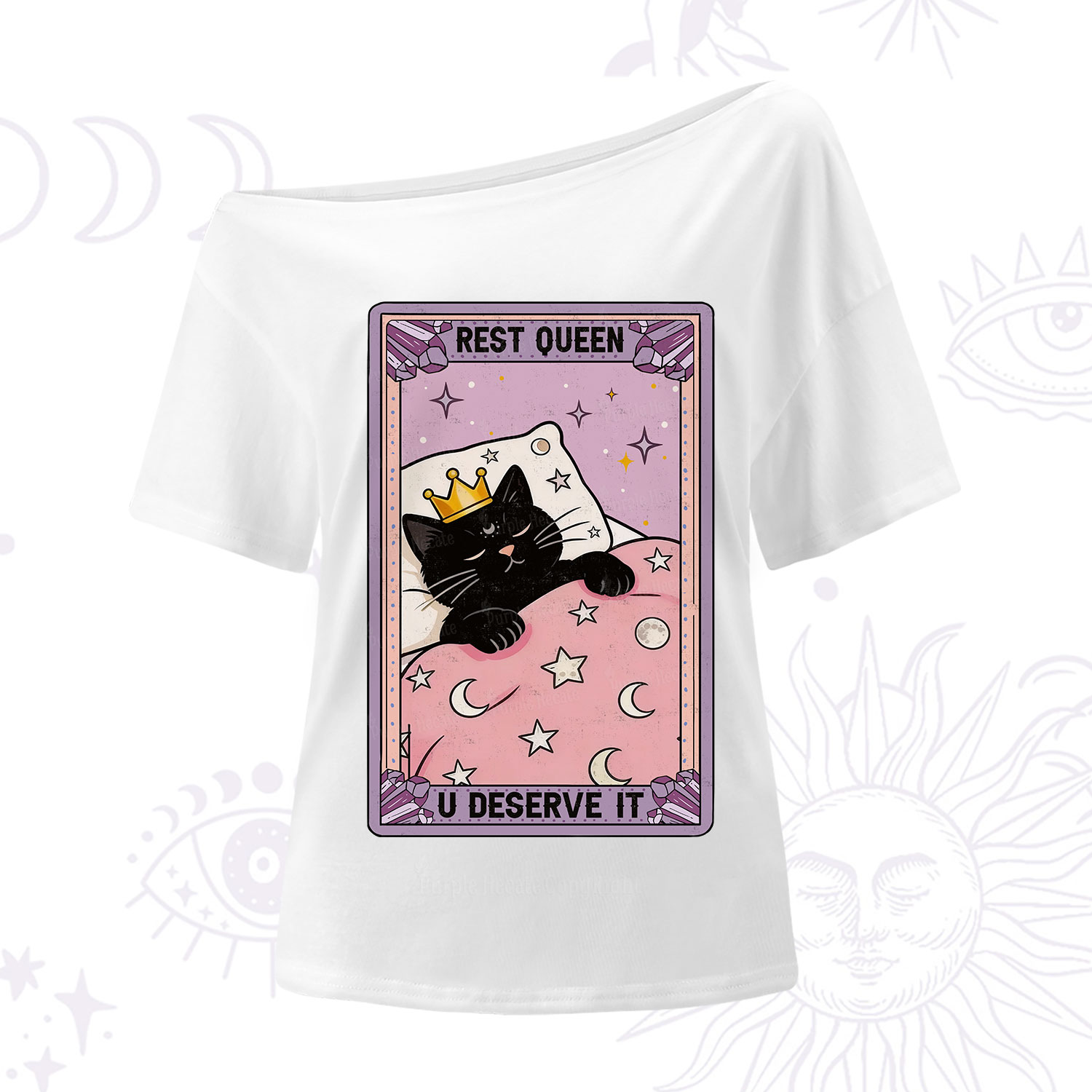 Purplehecate The Rest Queen Cat Tarot One Shoulder T-Shirt