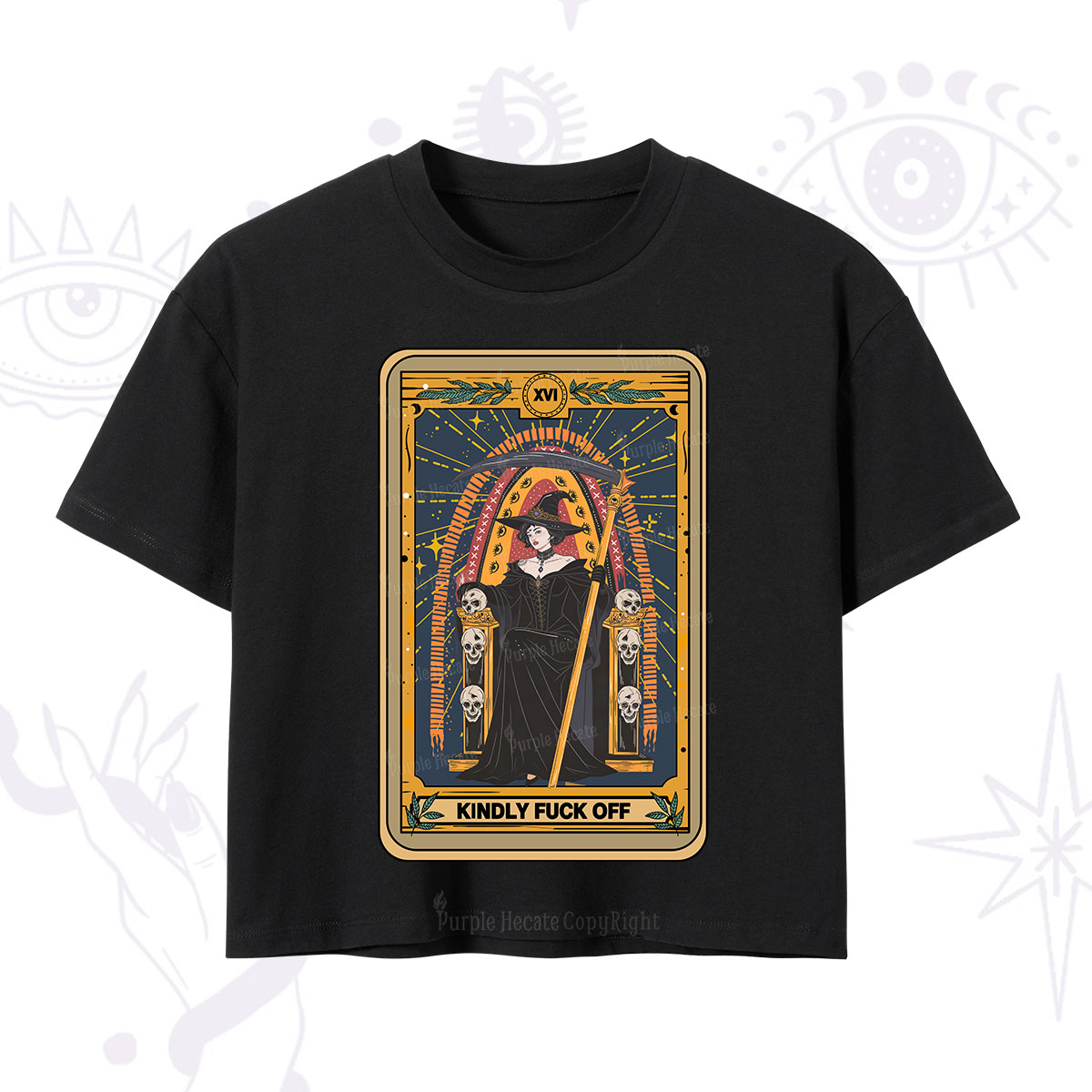 Purplehecate The Kindly Fuck Off Tarot Crop T-Shirt