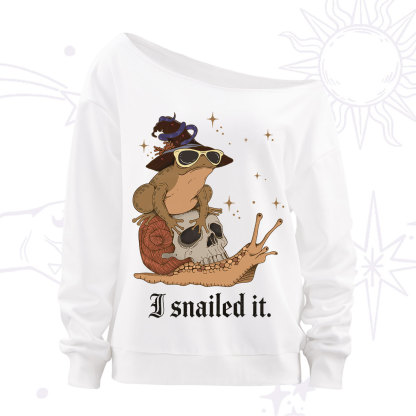 Purplehecate I Snailed It Off The Shoulder Sweatshirt