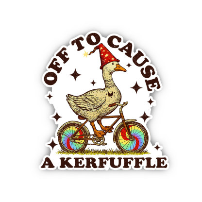 Purplehecate Off to Cause a Kerfuffle Goose Sticker