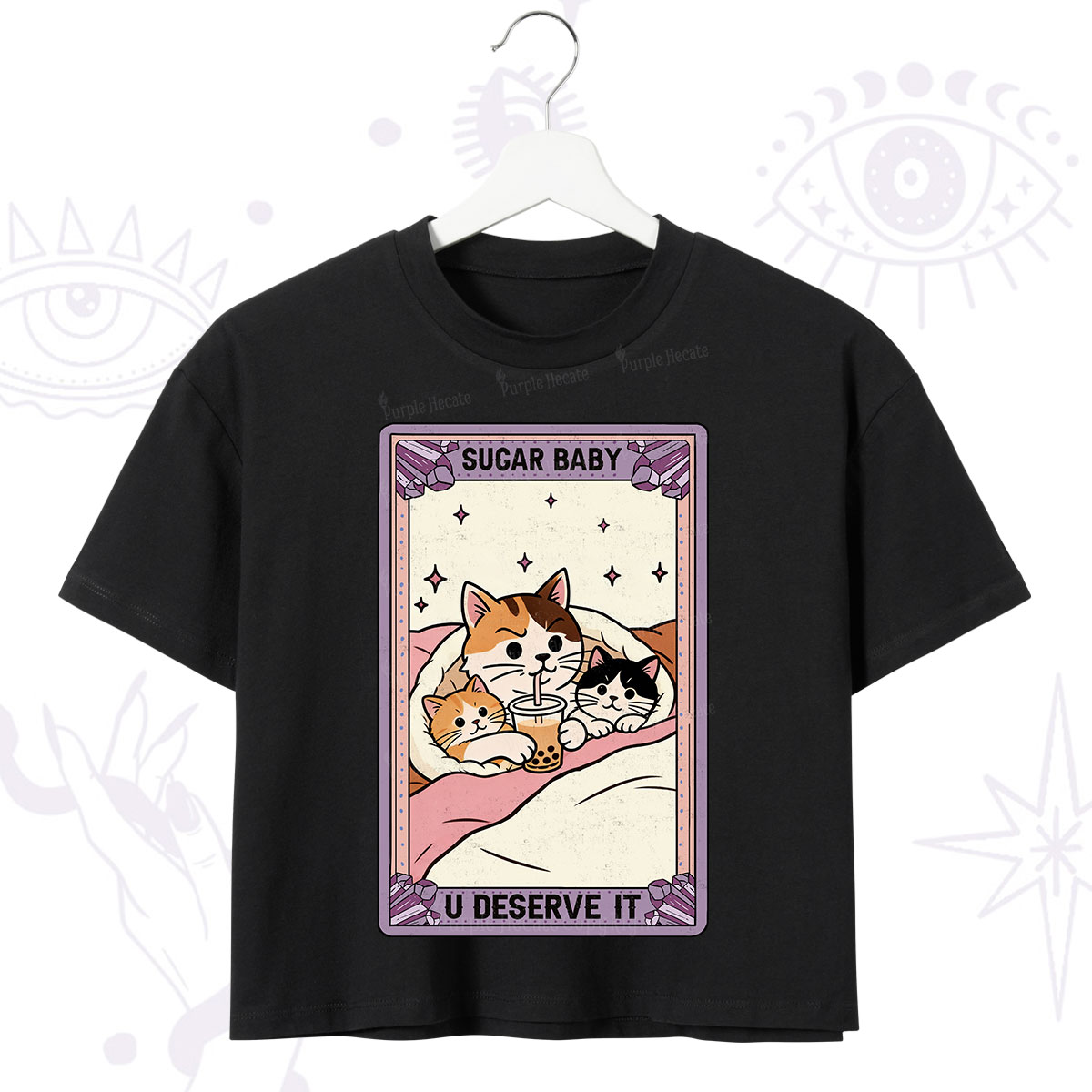 Purplehecate The Sugar Baby Cat Tarot Crop T-Shirt