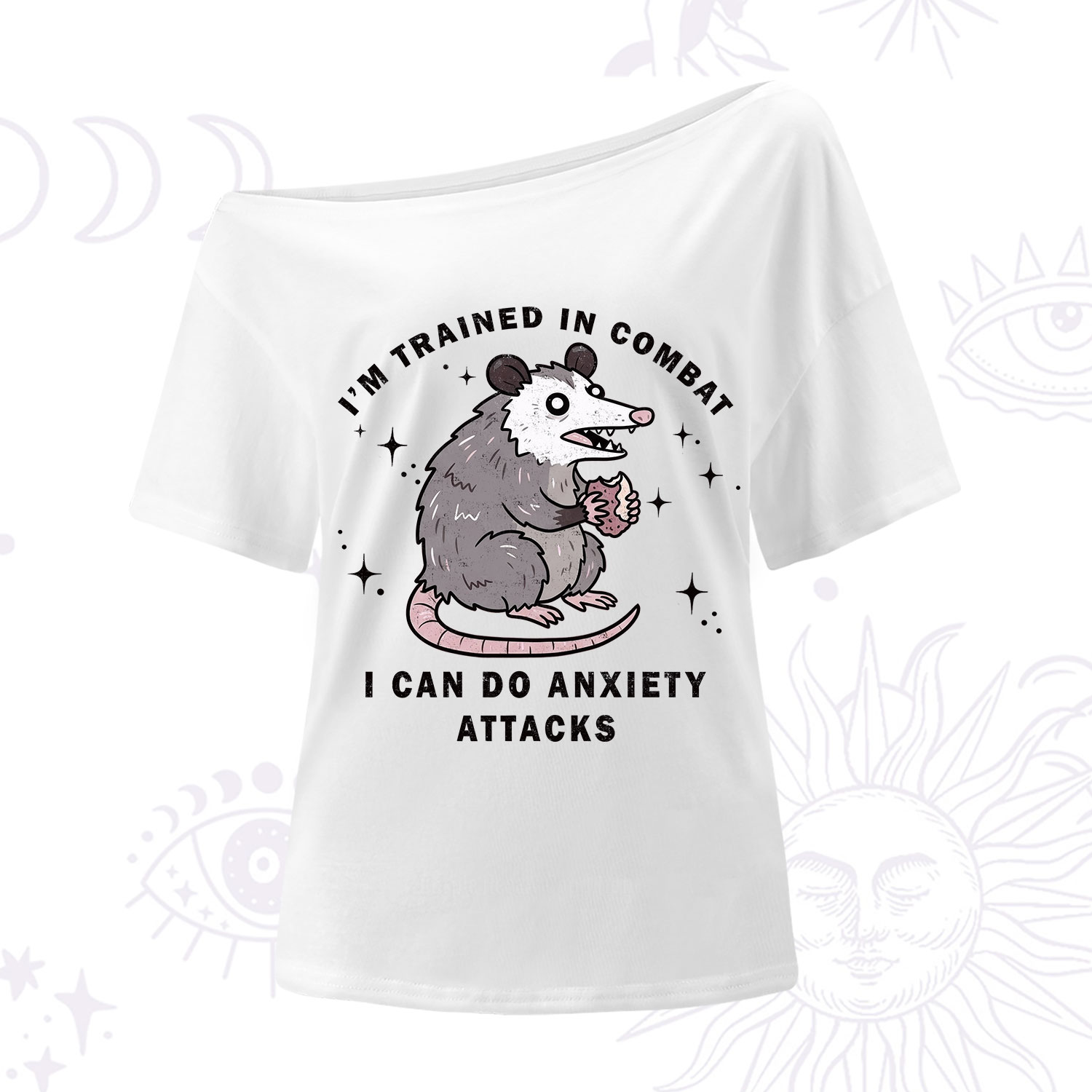 Purplehecate Anixety Attack Opossum One Shoulder T-Shirt