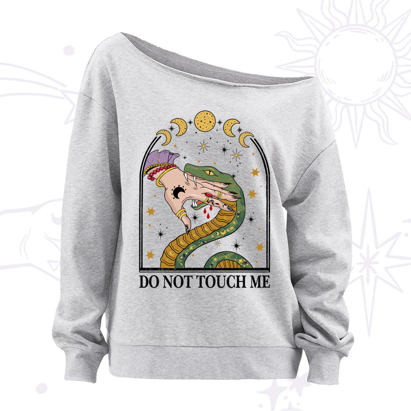 Purplehecate Do Not Touch Me Off The Shoulder Sweatshirt