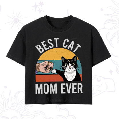 Purplehecate Best Cat Mom Ever Crop T-Shirt