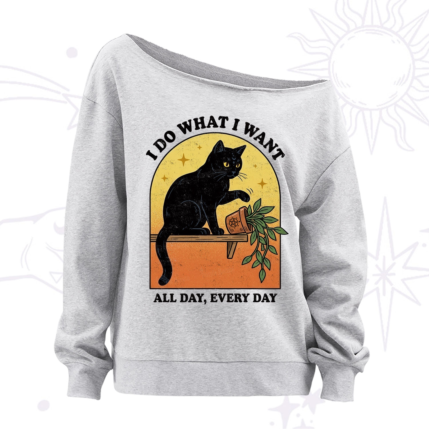 Purplehecate I Do What I Want Funny Black Cat Off The Shoulder Sweatshirt