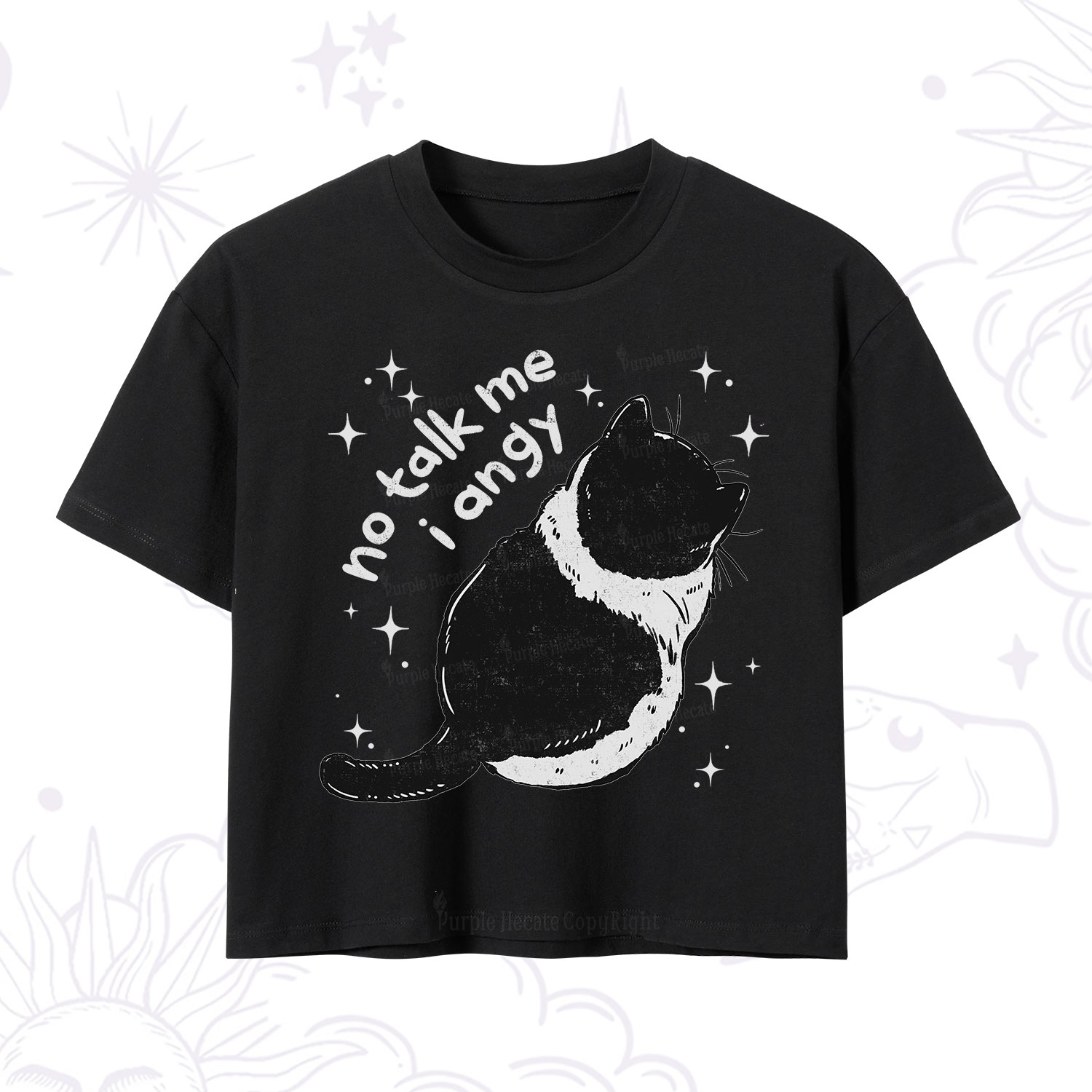Purplehecate No Talk Me Im Angy Cat Crop T-Shirt
