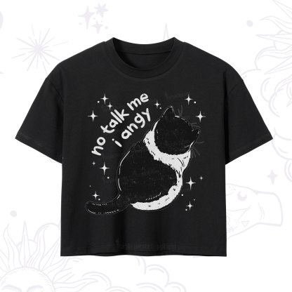 Purplehecate No Talk Me Im Angy Cat Crop T-Shirt