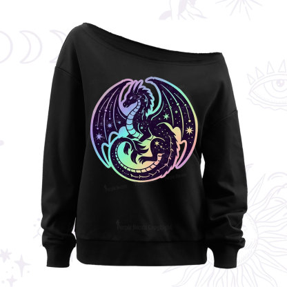 Purplehecate Cosmic Dragon Off The Shoulder Sweatshirt