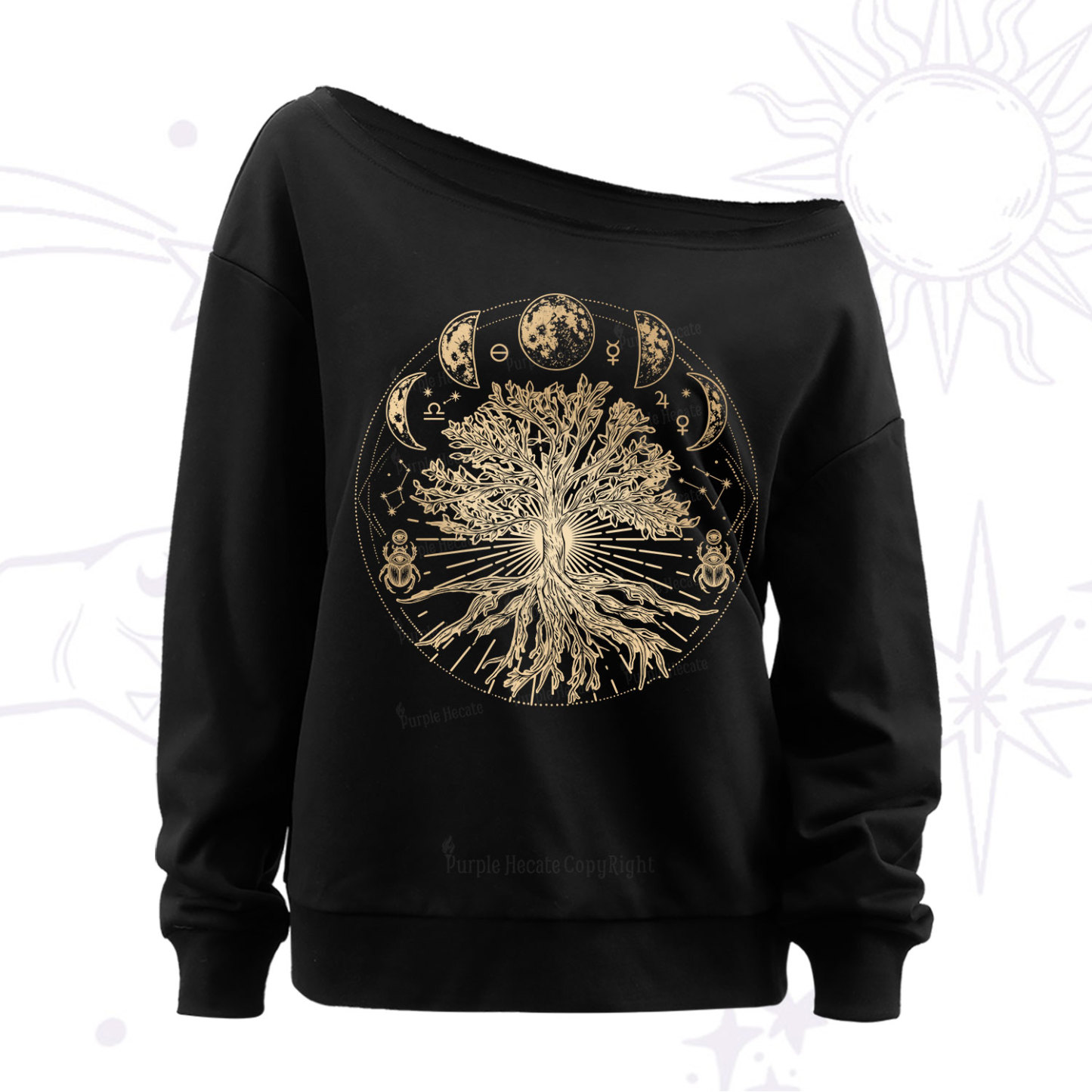 Purplehecate Tree Of Lif Off The Shoulder Sweat
