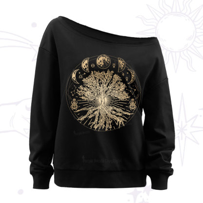Purplehecate Tree Of Lif Off The Shoulder Sweatshirt