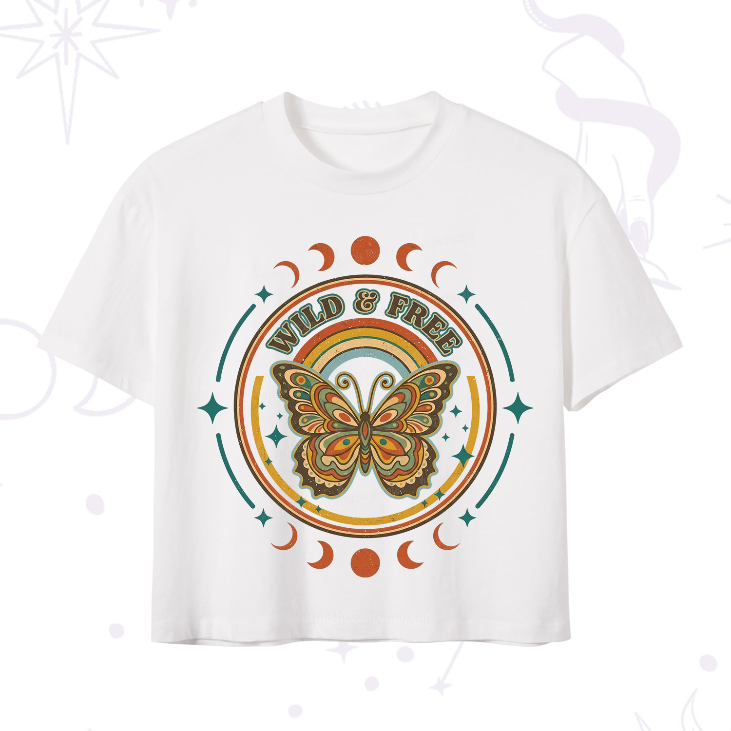 Purplehecate Wild And Free Butterfly Crop T-Shirt