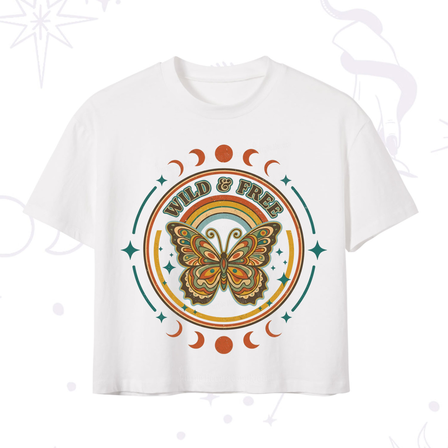 Purplehecate Wild And Free Butterfly Crop T-Shirt