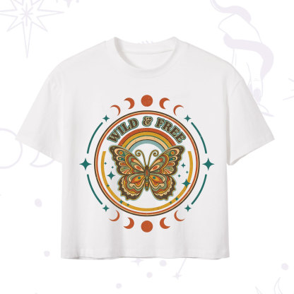 Purplehecate Wild And Free Butterfly Crop T-Shirt