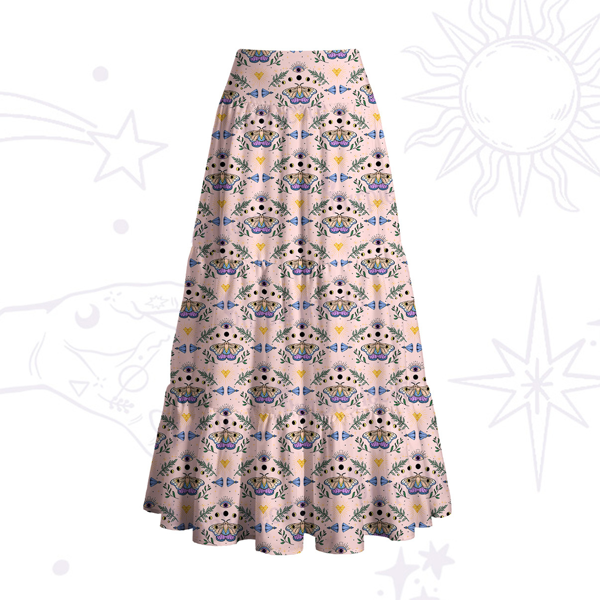 Purplehecate Luna Moth Witch Convertible Maxi Skirt
