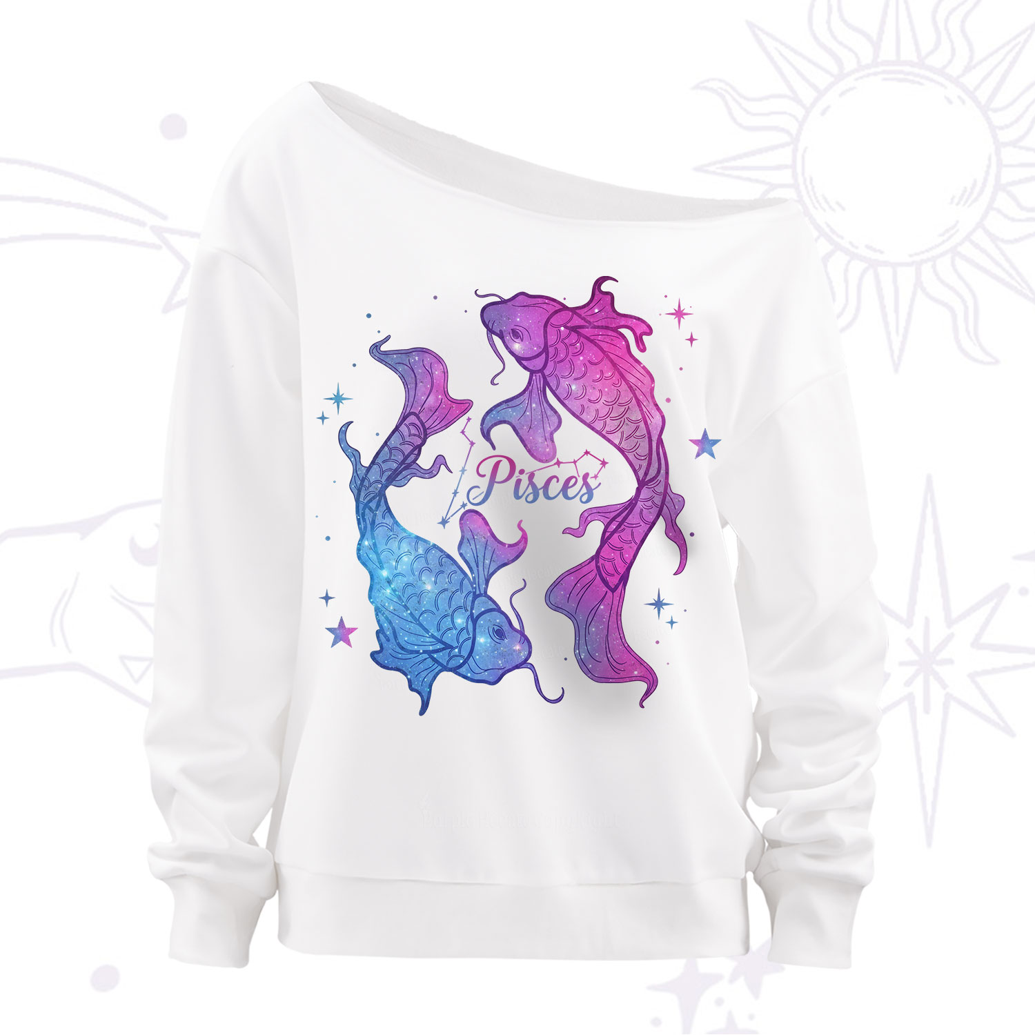 Purplehecate Pisces Zodiac Off The Shoulder Sweatshirt